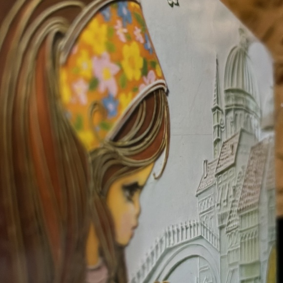 Rare Fashionabelles Wooden Wall Hanging Plaque - Groovy Big Eye Girl Art 1973 - Picture 11 of 11